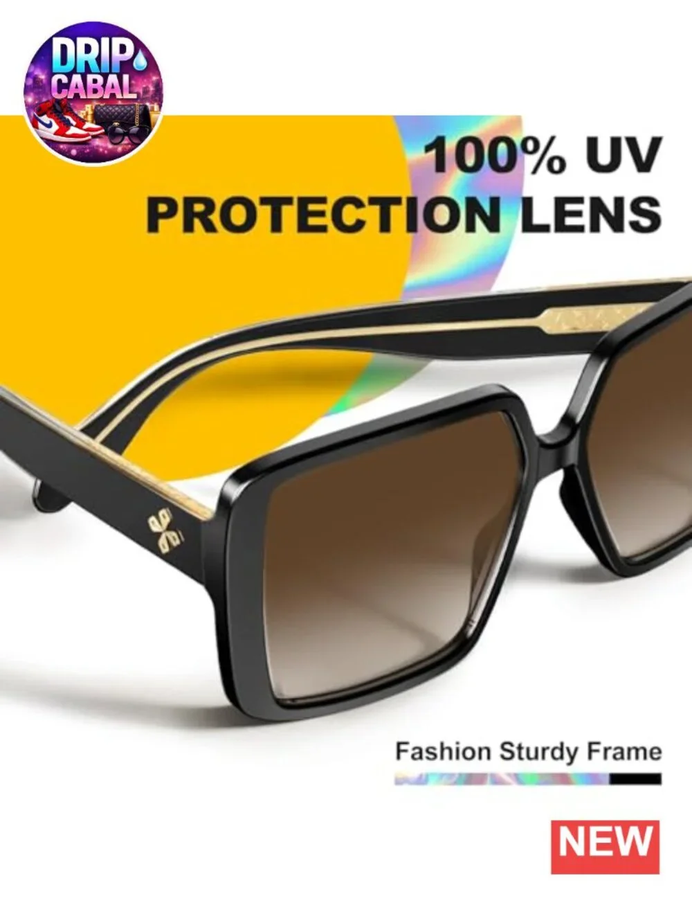 Oversized Square Sunglasses Women UV400 TR90 Retro Frame Driving Travel